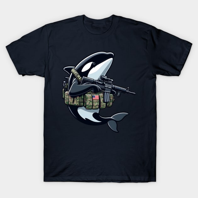 Tactical Orca Majesty Tee: Where Strength Meets Oceanic Elegance T-Shirt by Rawlifegraphic
